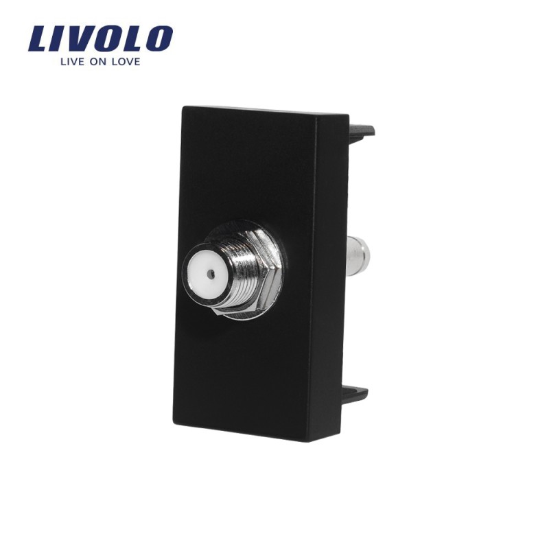 LIVOLO VL-C7-1ST-12 + VL-C7-SR-12-A - Presa SAT Con Pannello In Vetro Nero, Design Moderno - 5