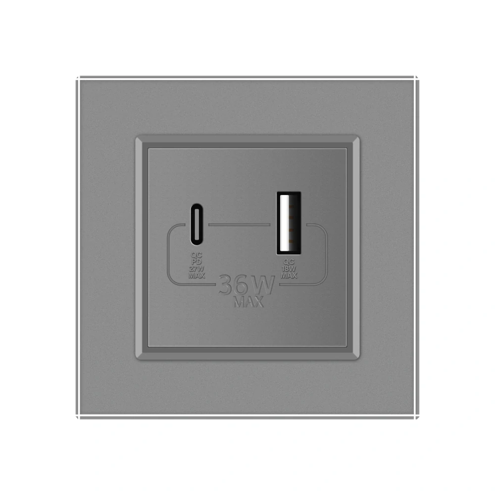 LIVOLO VL-C7-USBAC-15 USB A+C nabíjací modul - strieborný