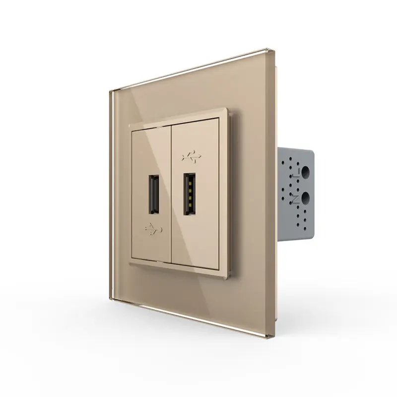 LIVOLO VL-C791U2-13 USB 2x nabíjací polmodul - zlatý