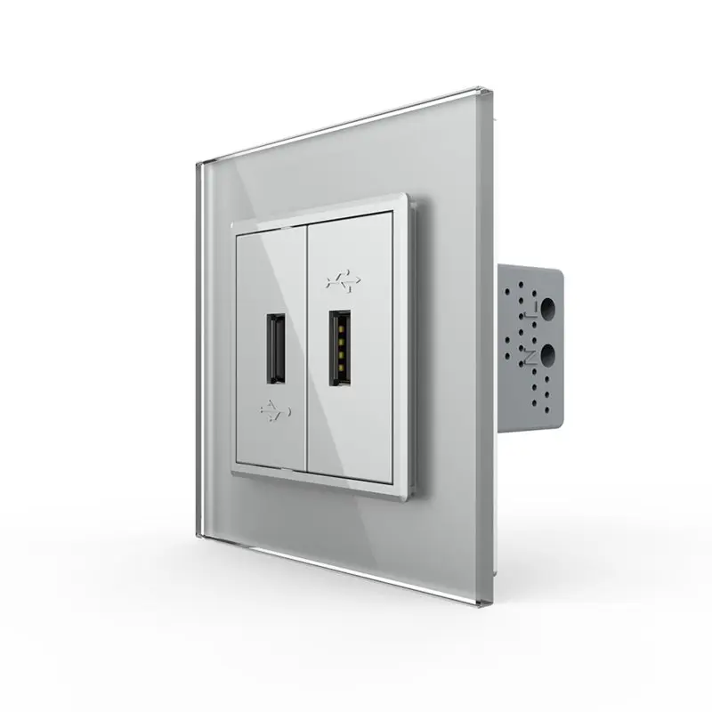 LIVOLO VL-C791U2-15 USB 2x nabíjací polmodul - strieborný
