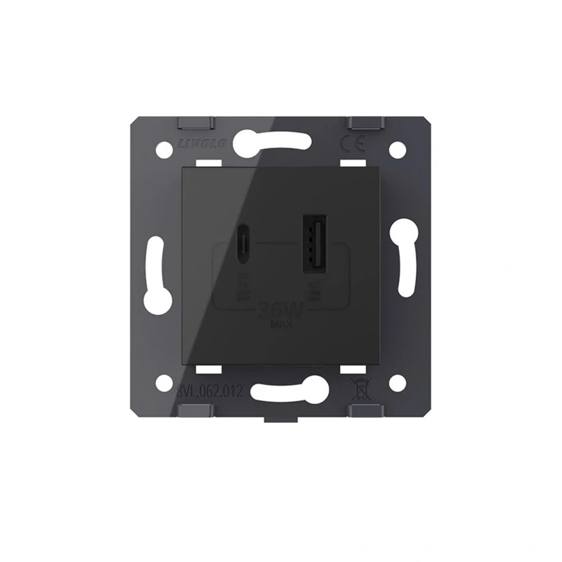 LIVOLO VL-C7-USBAC-12 USB A+C nabíjací modul - čierny