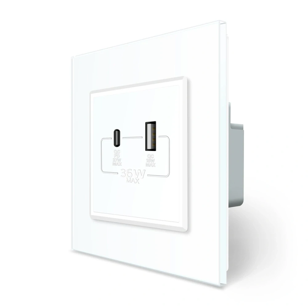 LIVOLO VL-C7-USBAC-11 USB A+C nabíjací modul - biely