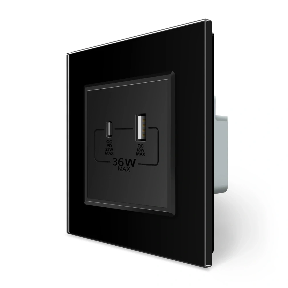 LIVOLO VL-C7-USBAC-12 USB A+C nabíjací modul - čierny