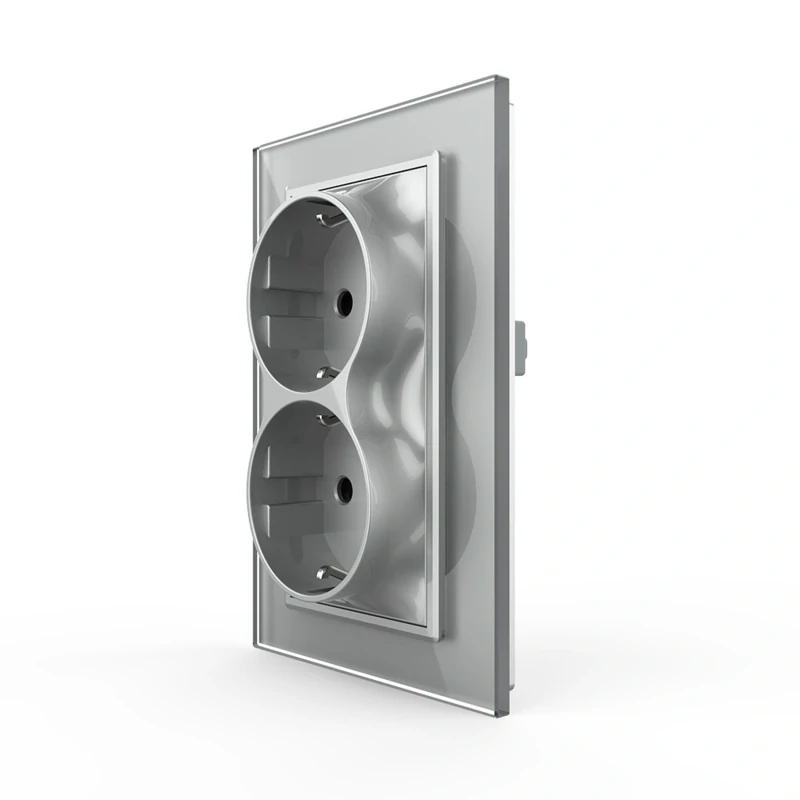 LIVOLO VL-2C7C1-15 Elektrická dvojzásuvka EU – strieborná