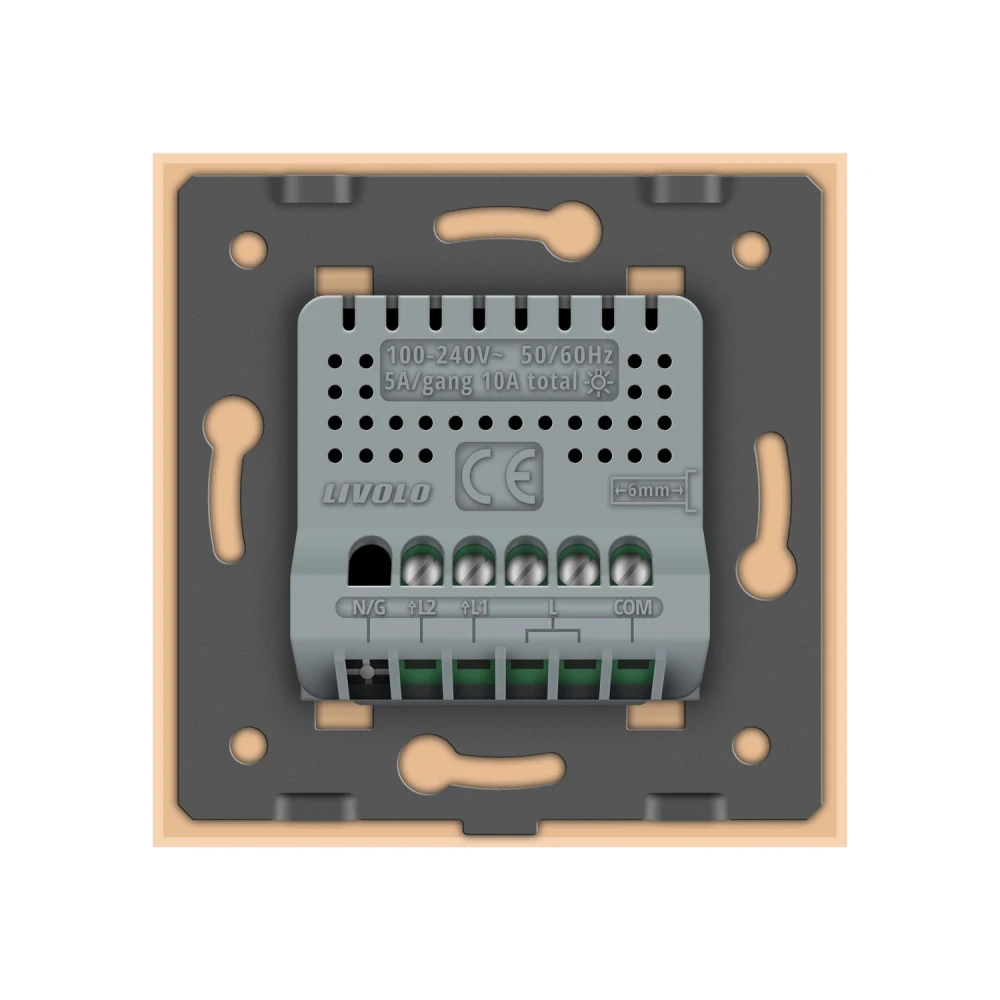 LIVOLO VL-C702SR-13 Dotykový vypínač č.5B (6+6) + RF - zlatý