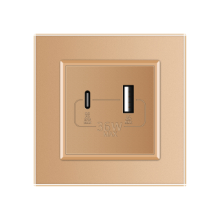 LIVOLO VL-C7-USBAC-13 USB A+C nabíjací modul -zlatý