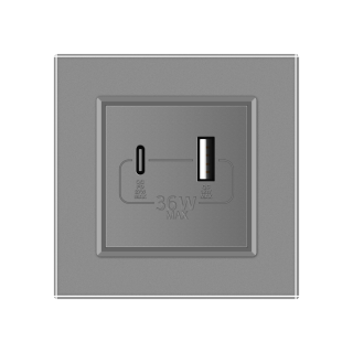 LIVOLO VL-C7-USBAC-15 USB A+C nabíjací modul - strieborný