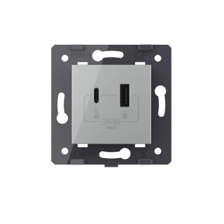 LIVOLO VL-C7-USBAC-15 USB A+C nabíjací modul - strieborný