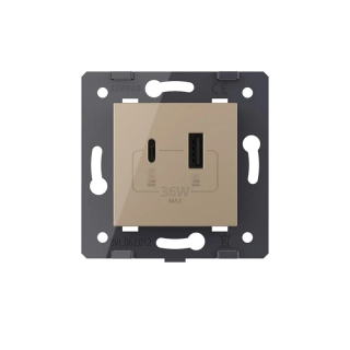 LIVOLO VL-C7-USBAC-13 USB A+C nabíjací modul -zlatý