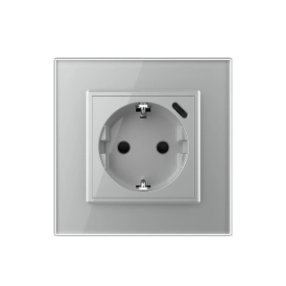 LIVOLO VL-C7C1EUC-15 zásuvka SCHUKO + USB-C - strieborná